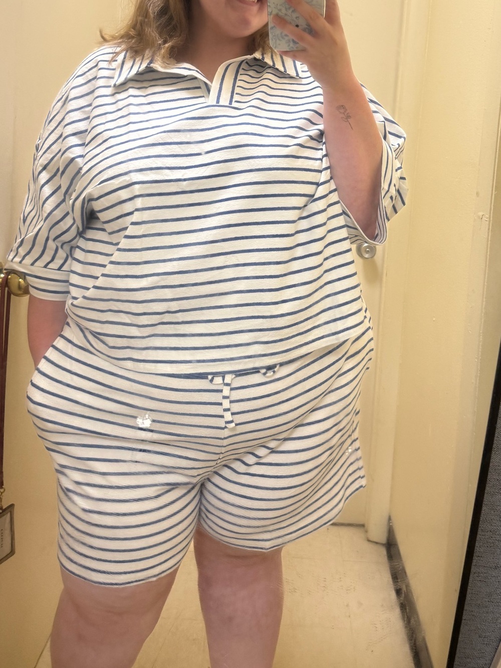 Striped Blue & White Women’s Two-Piece Sleep Set